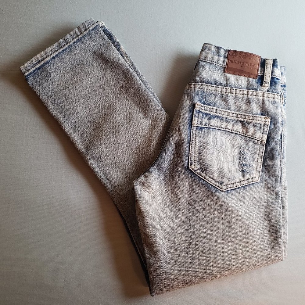 Boys Denim & Rivets Distressed Biker Moto Jeans
